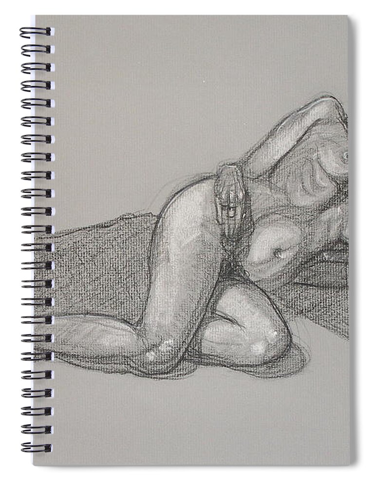 Realism Spiral Notebook featuring the drawing Arzelie Reclining 1 by Donelli DiMaria