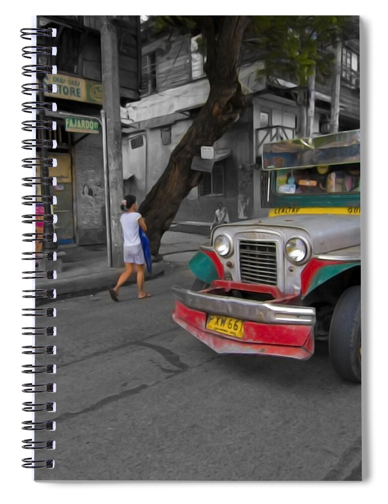 Asia Spiral Notebook featuring the photograph Asia Philippines Jeepney Sari Sari Store 6282092SC by Rolf Bertram