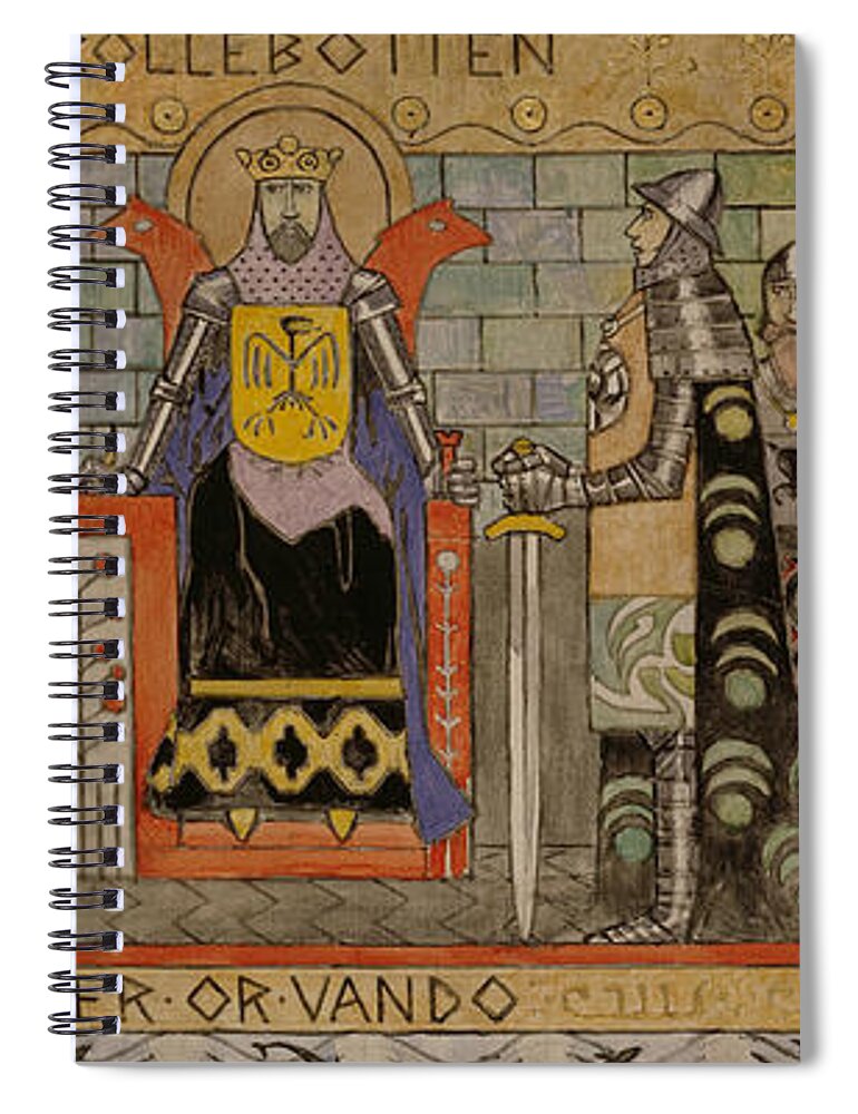 20th Century Art Spiral Notebook featuring the painting Asmund in the King's Hall by Gerhard Munthe
