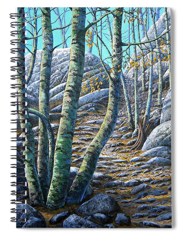 Aspen Trail Spiral Notebook featuring the painting Aspen Trail by Frank Wilson