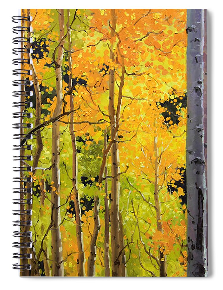 Nature Spiral Notebook featuring the painting Aspen Trees by Gary Kim