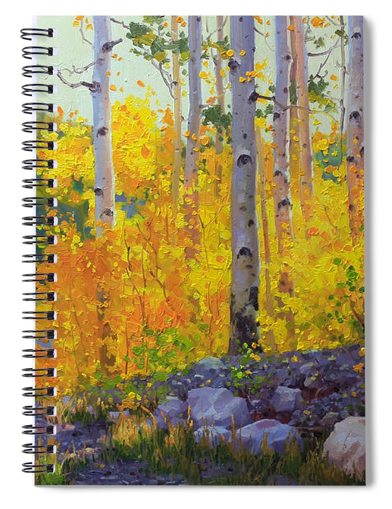 Aspen Vista Spiral Notebook featuring the painting Aspen Vista by Gary Kim
