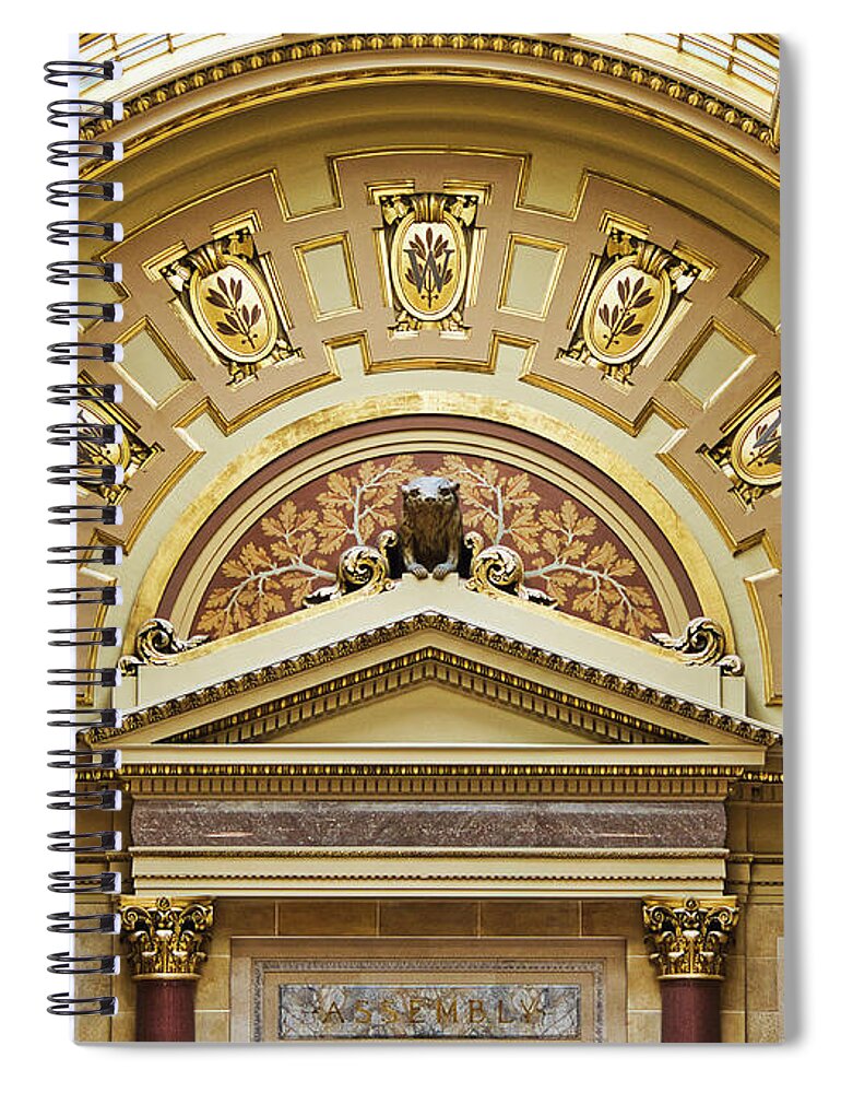 Wisconsin Spiral Notebook featuring the photograph Assembly Entrance - Capitol - Madison - Wisconsin by Steven Ralser