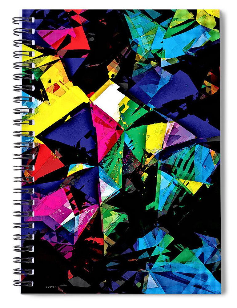 Abstract Spiral Notebook featuring the digital art Assorted Shapes And Colors by Phil Perkins