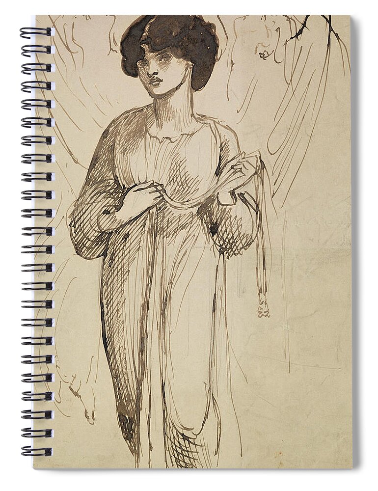 Dante Gabriel Rossetti Spiral Notebook featuring the drawing Astarte Syriaca by Dante Gabriel Rossetti