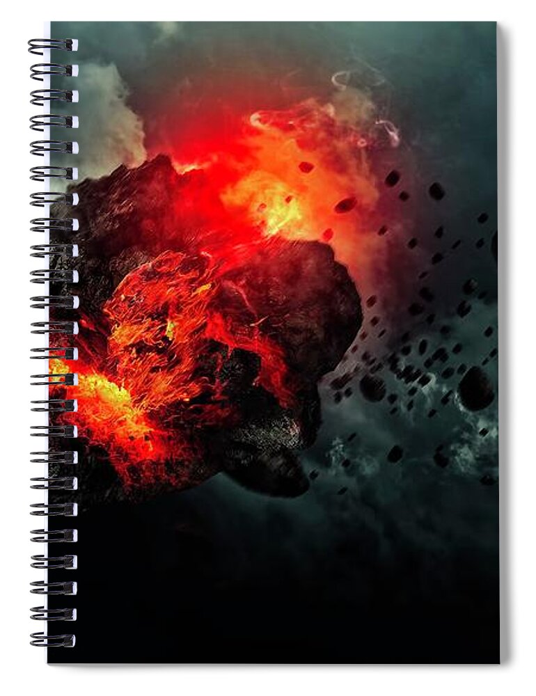 Asteroid Spiral Notebook featuring the digital art Asteroid by Maye Loeser