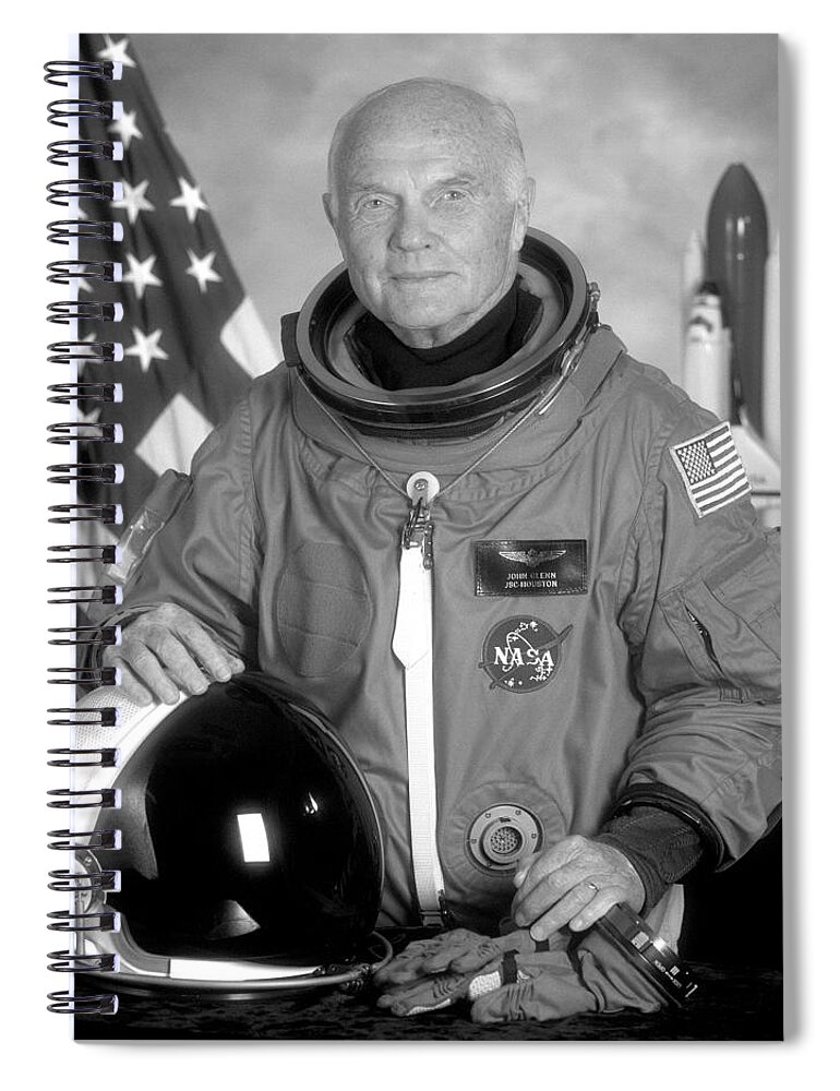  John Glenn Spiral Notebook featuring the photograph Astronaut John Glenn - 1998 by War Is Hell Store
