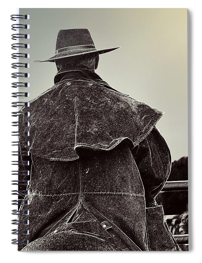 Cowboy Spiral Notebook featuring the mixed media At Home on the Range 3 by Kae Cheatham