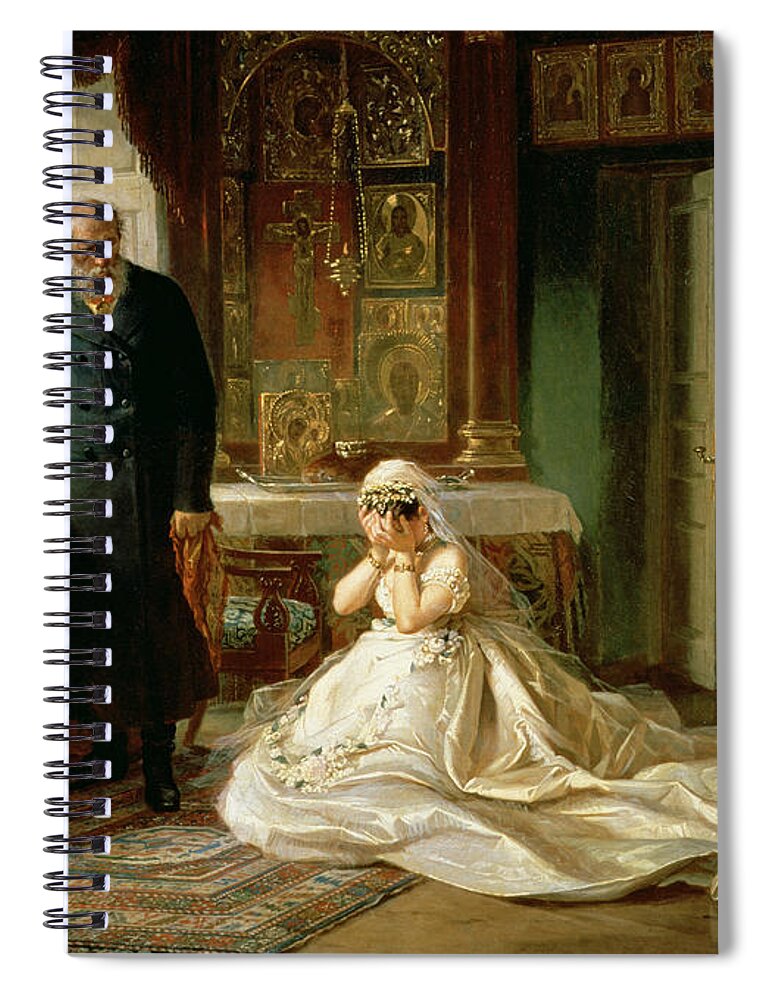 The Spiral Notebook featuring the painting At the Altar by Firs Sergeevich Zhuravlev