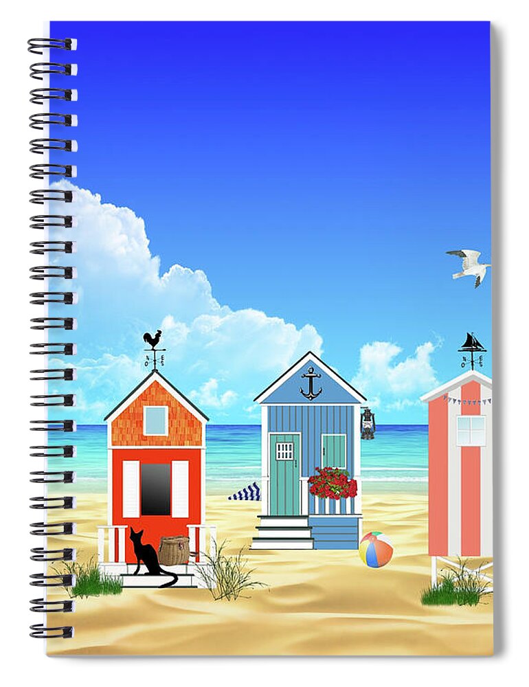Beach Spiral Notebook featuring the digital art At the Beach by Movie Poster Prints