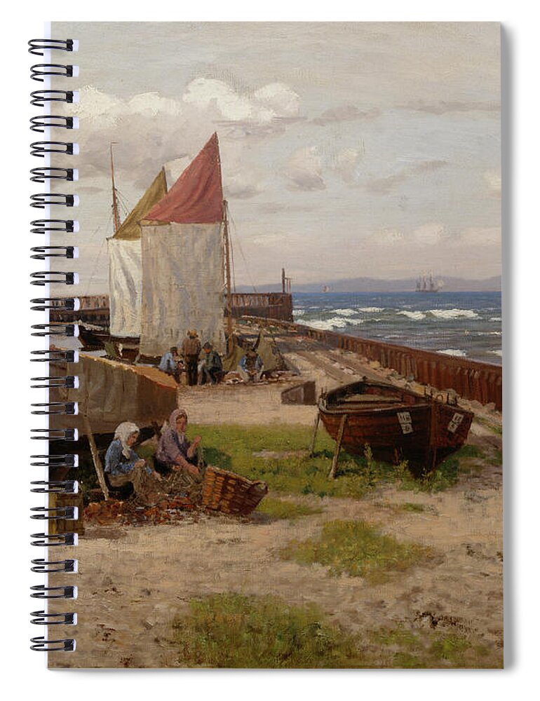 Nils Hansteen Spiral Notebook featuring the painting At the coast by by O Vaering