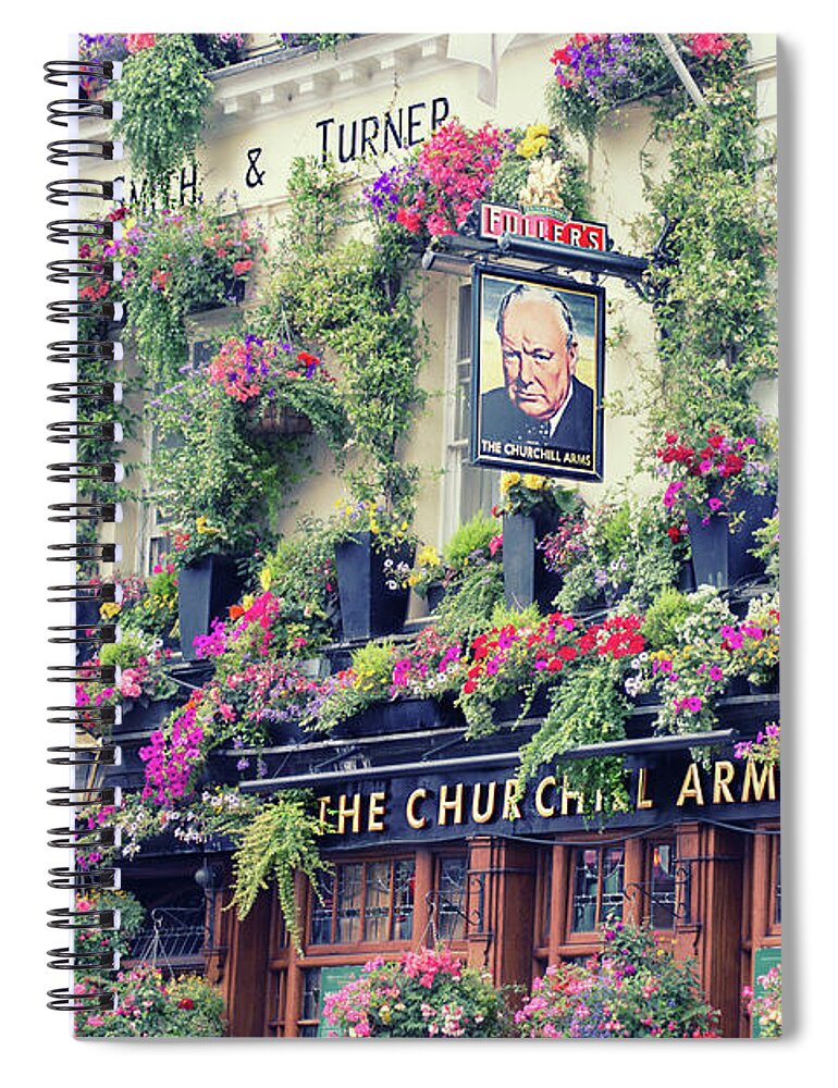London Spiral Notebook featuring the photograph At The Corner Of Campden Street by Iryna Goodall