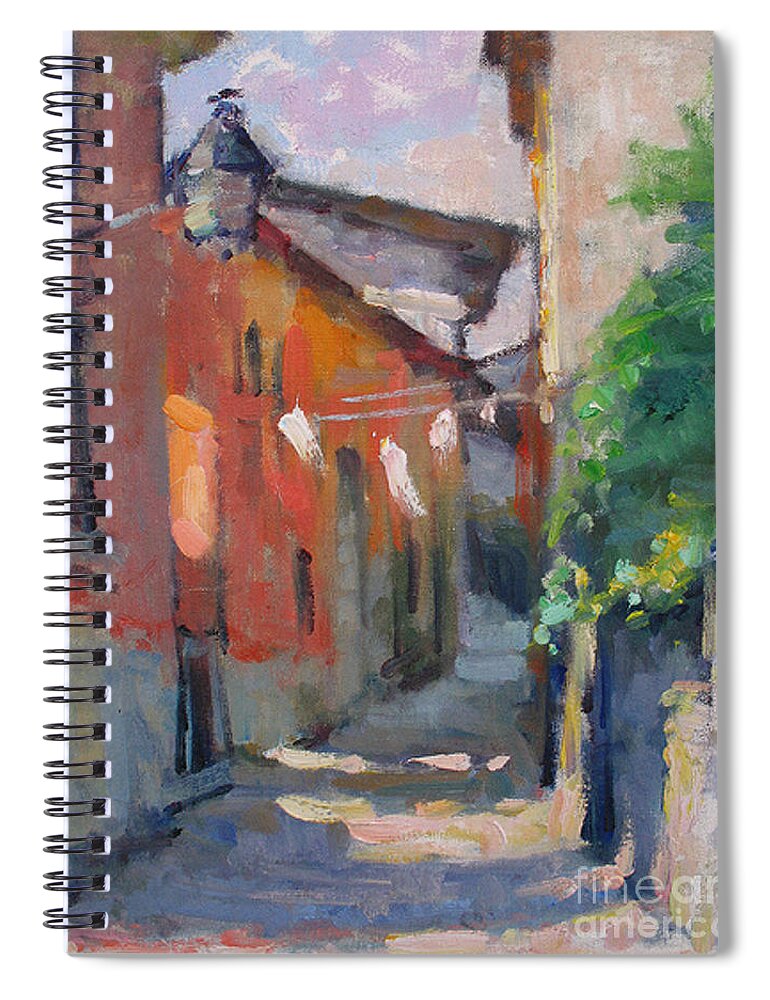 Plein-air Spiral Notebook featuring the painting At the End of the Alley by Jerry Fresia