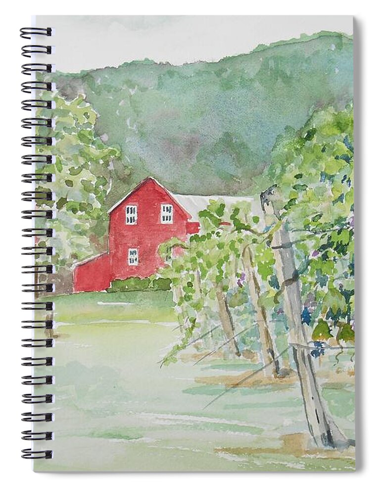 Landscape Spiral Notebook featuring the painting At the Winery by Christine Lathrop
