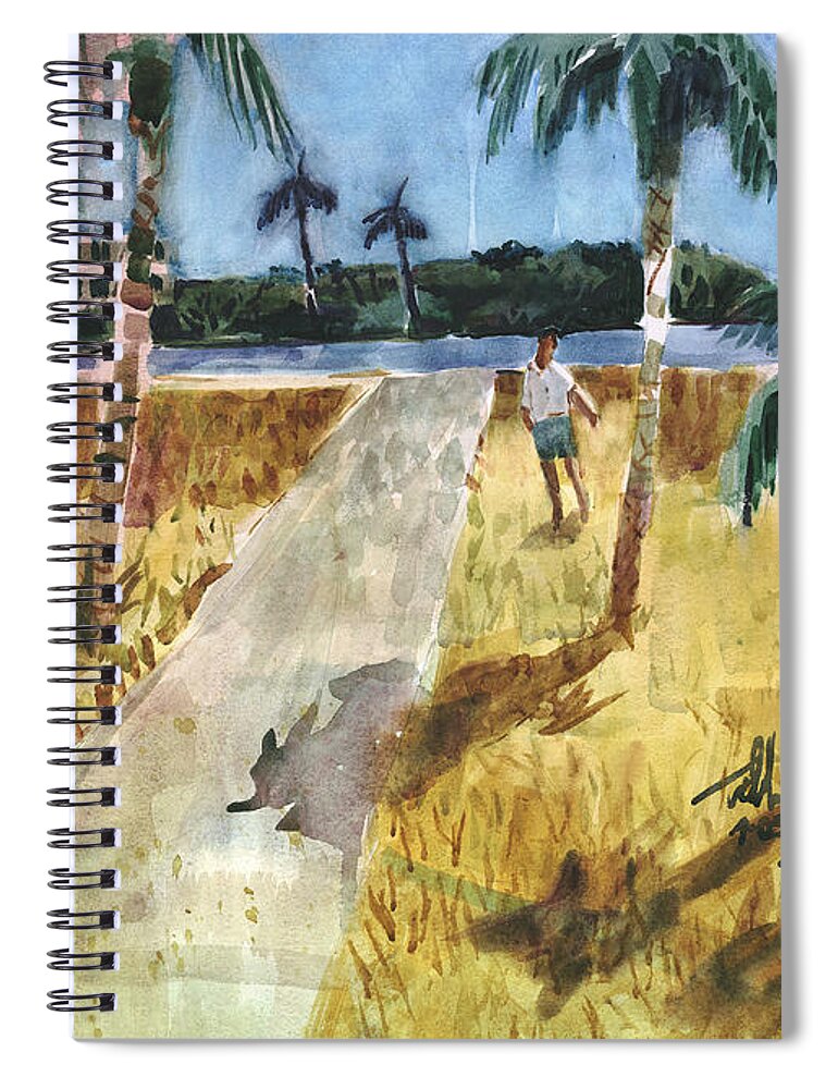 Palm Trees Spiral Notebook featuring the painting At Water's Edge by Thomas Tribby