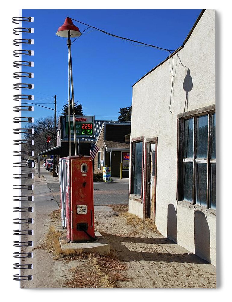 Vintage Gas Station Spiral Notebook featuring the photograph At your service by Amee Cave