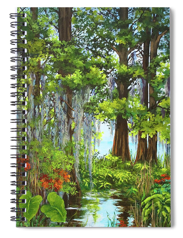New Orleans Swamp Spiral Notebook featuring the painting Atchafalaya Swamp by Dianne Parks