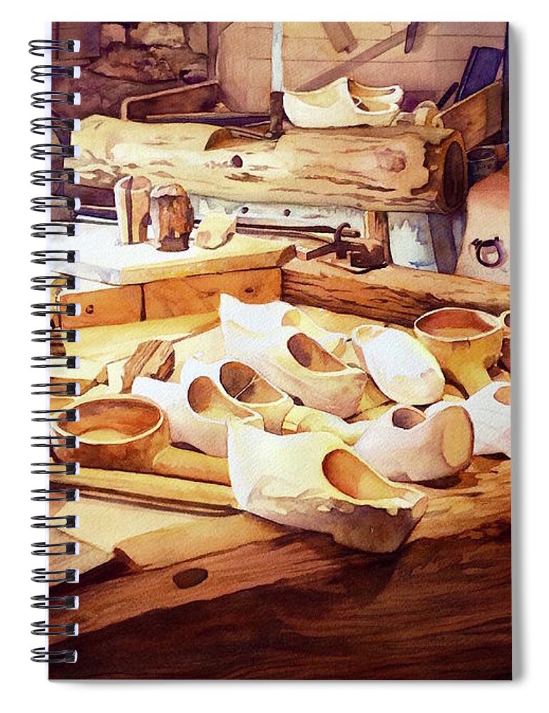Painting Spiral Notebook featuring the painting Atelier du sabotier by Francoise Chauray