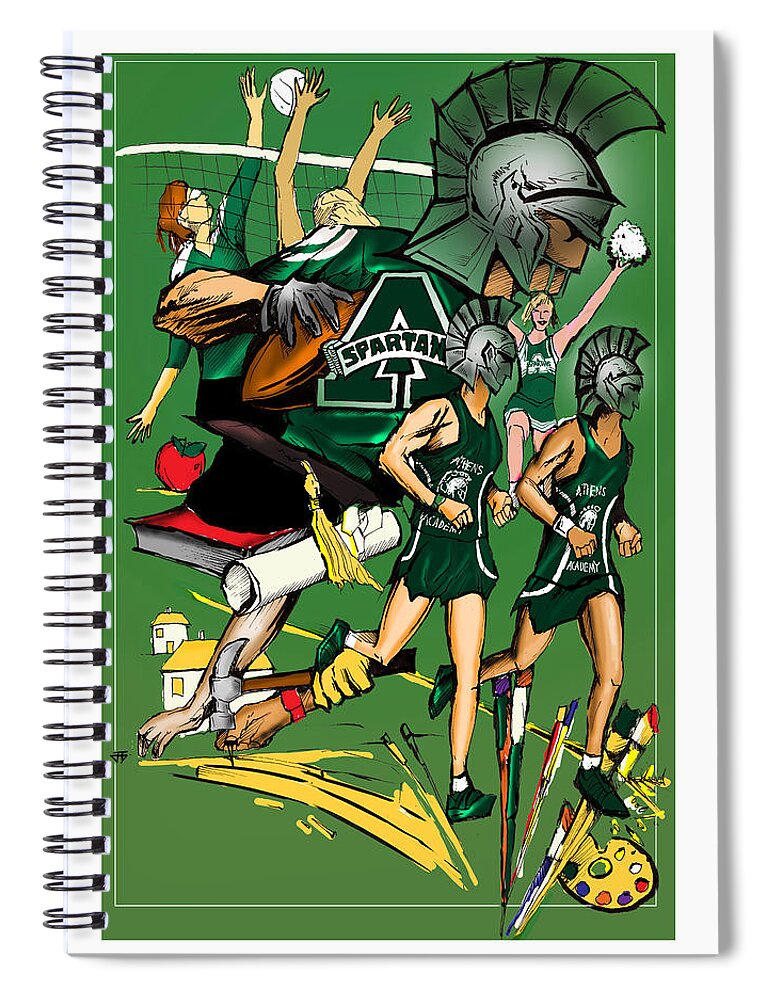  Spiral Notebook featuring the painting Athens Academy by John Gholson