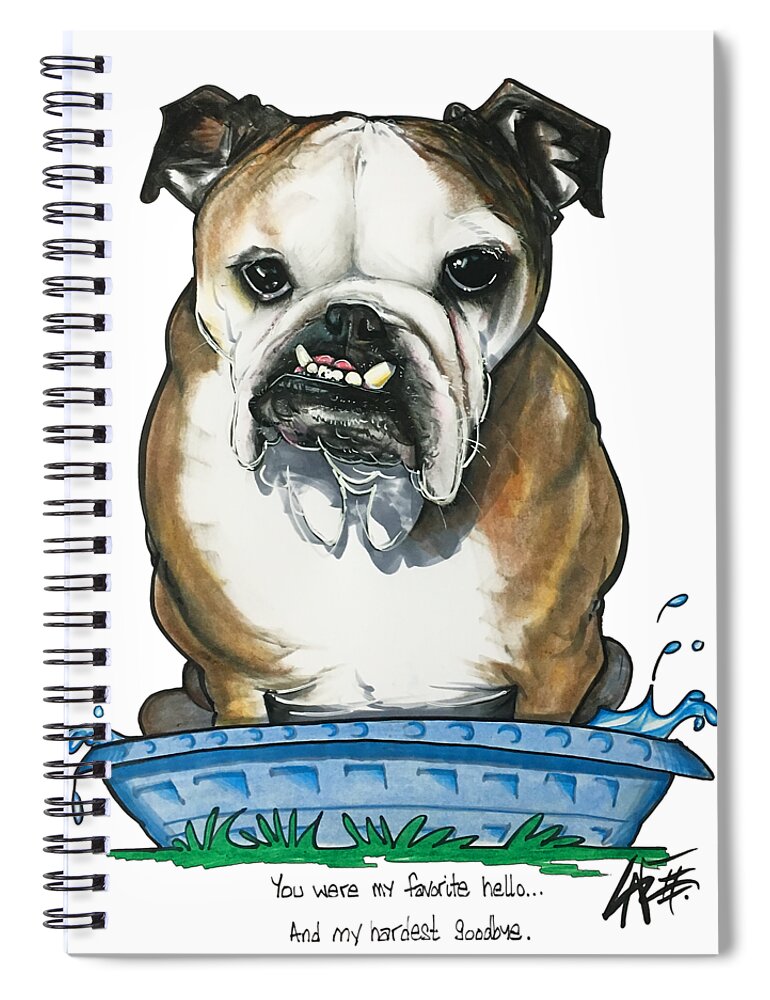 English Bulldog Spiral Notebook featuring the drawing Aucoin 3846 by John LaFree