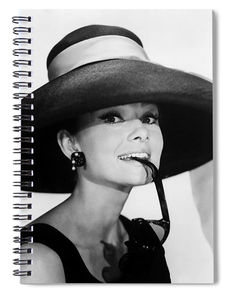 #audreyhapburn #audreyhapburart #audreyhapburncanvas #audreyhapburfashion #diva #audreyhapburnacessories Spiral Notebook featuring the photograph Audrey Hepburn by Tania Oliver