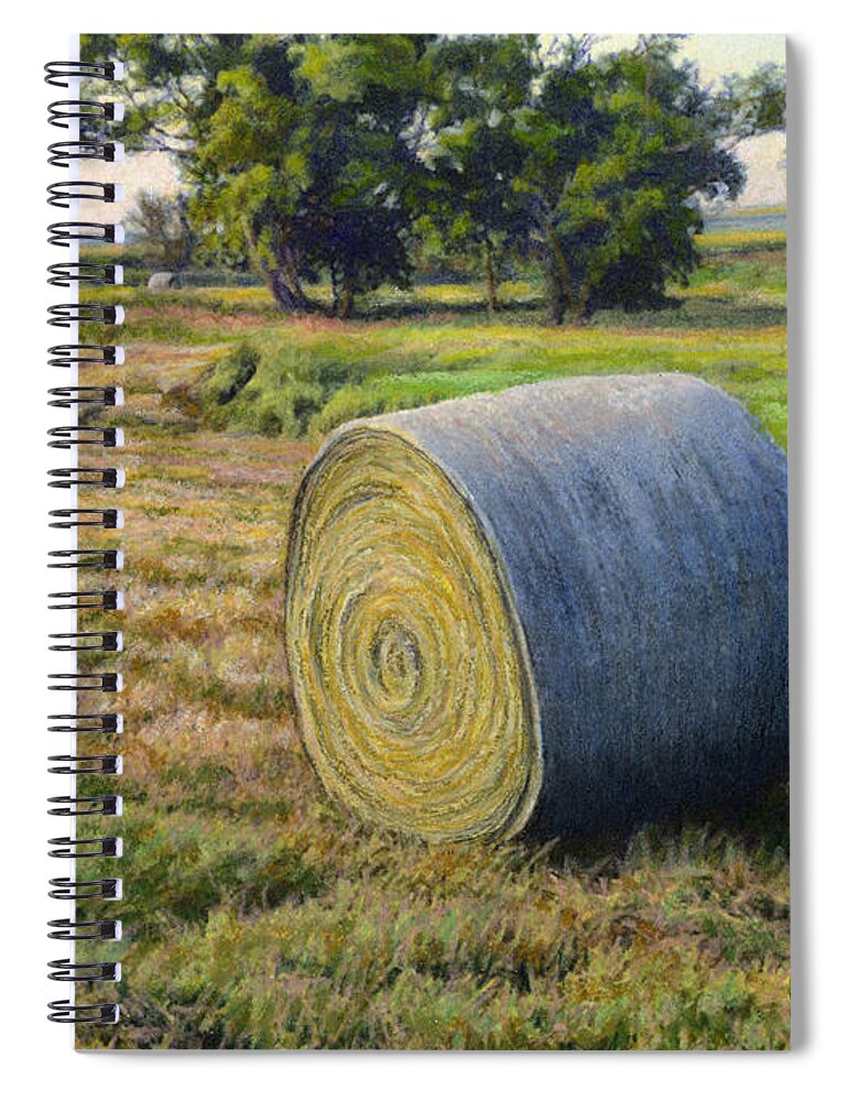 Landscape Spiral Notebook featuring the drawing August Bale Study No.1 by Bruce Morrison