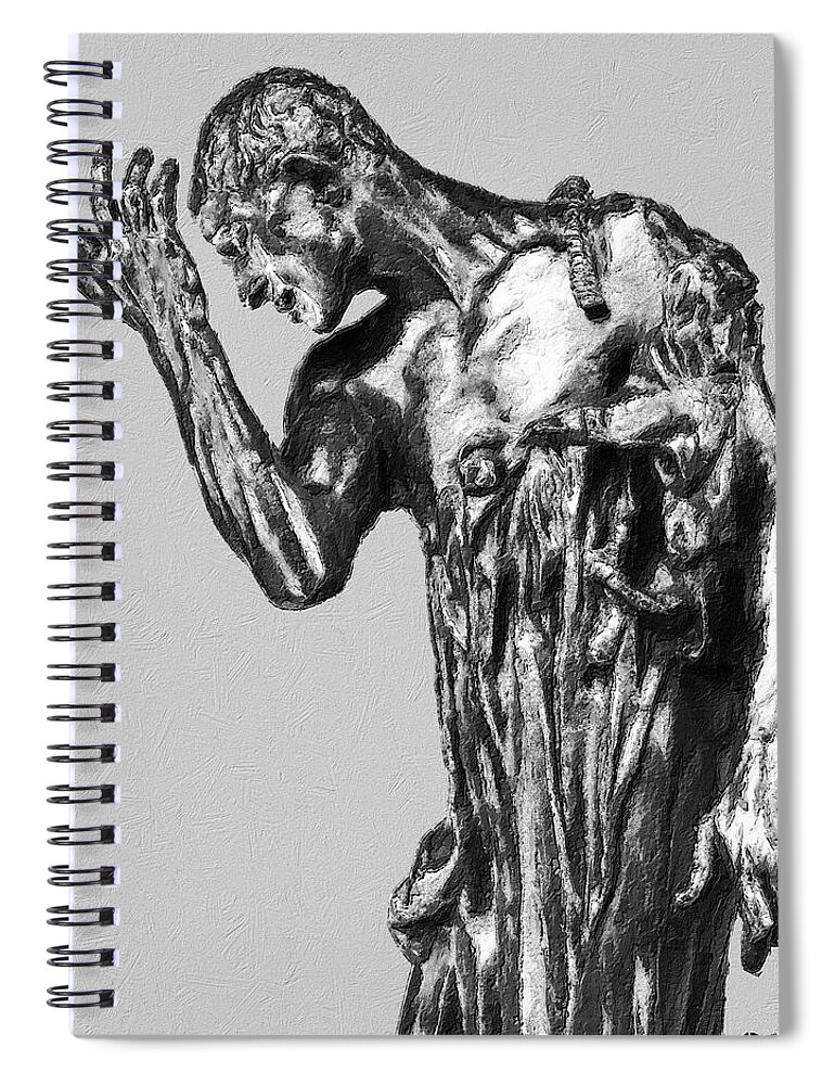 Angel Spiral Notebook featuring the painting Auguste Painting of Rodin's Pierre de Wiessant by Tony Rubino