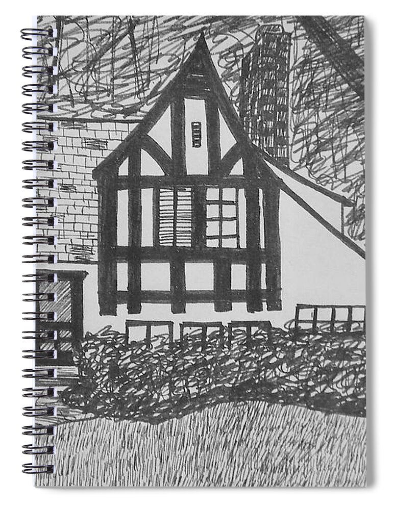 House Spiral Notebook featuring the drawing Aunt Vizy's House by Lenore Senior