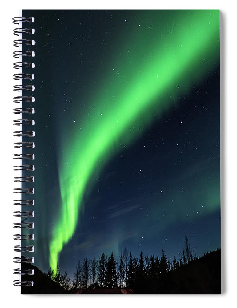 Alaska Spiral Notebook featuring the photograph Aurora Borealis, Northern Lights in Denali National Park by Brenda Jacobs