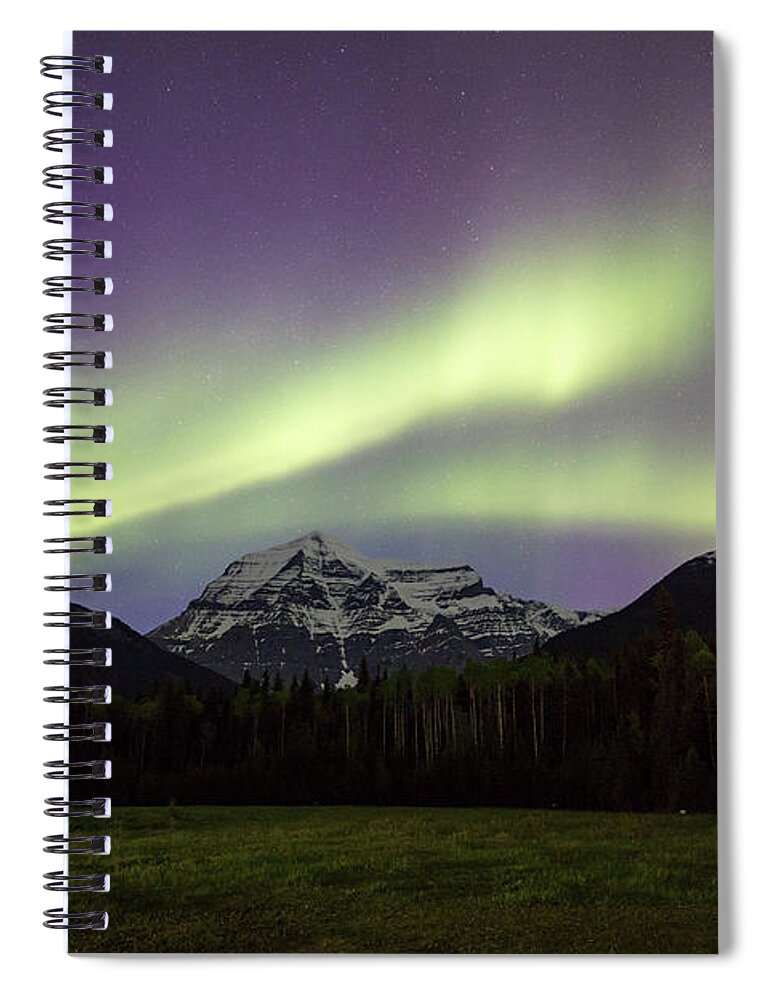Photosbymch Spiral Notebook featuring the photograph Aurora over Mt Robson by M C Hood