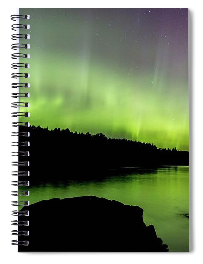 Aurora Spiral Notebook featuring the photograph Aurora Over Superior 5 by Paul Schultz