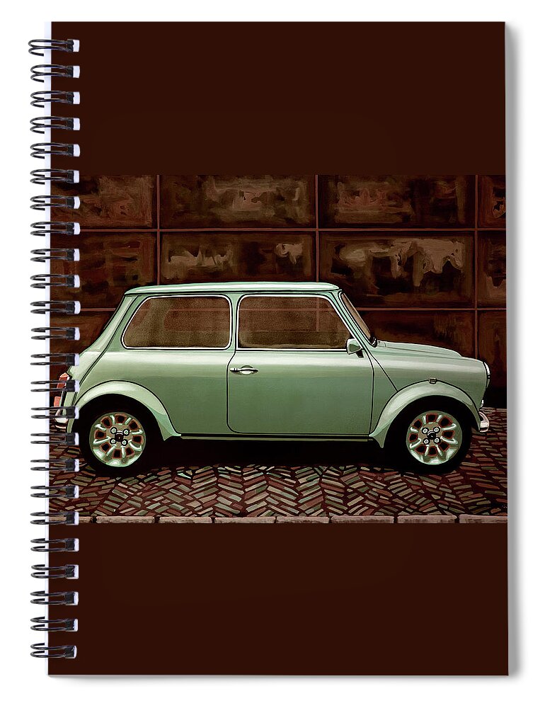 Mini Cooper Spiral Notebook featuring the painting Austin Mini Cooper Mixed Media by Paul Meijering
