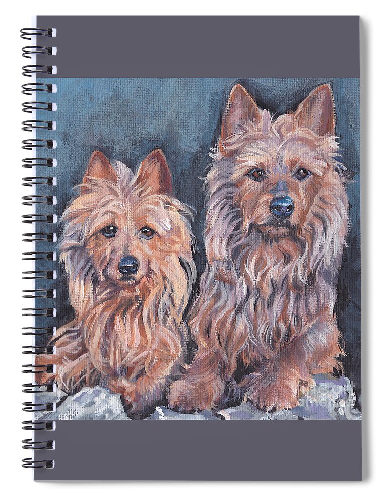 Australian Terrier Spiral Notebook featuring the painting Australian Terriers by Lee Ann Shepard