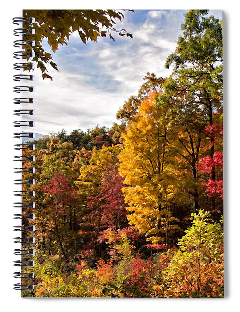 Appalachia Spiral Notebook featuring the digital art Autumn at Roaring Fork by Lana Trussell