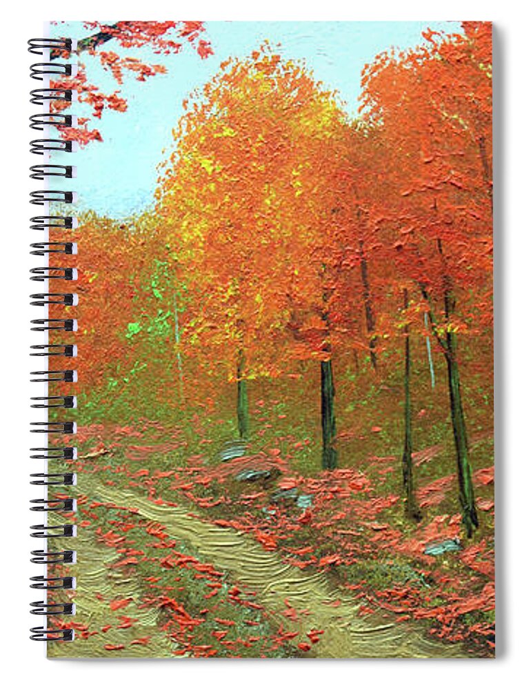 Oil Painting Spiral Notebook featuring the painting Autumn Back Road by Frank Wilson