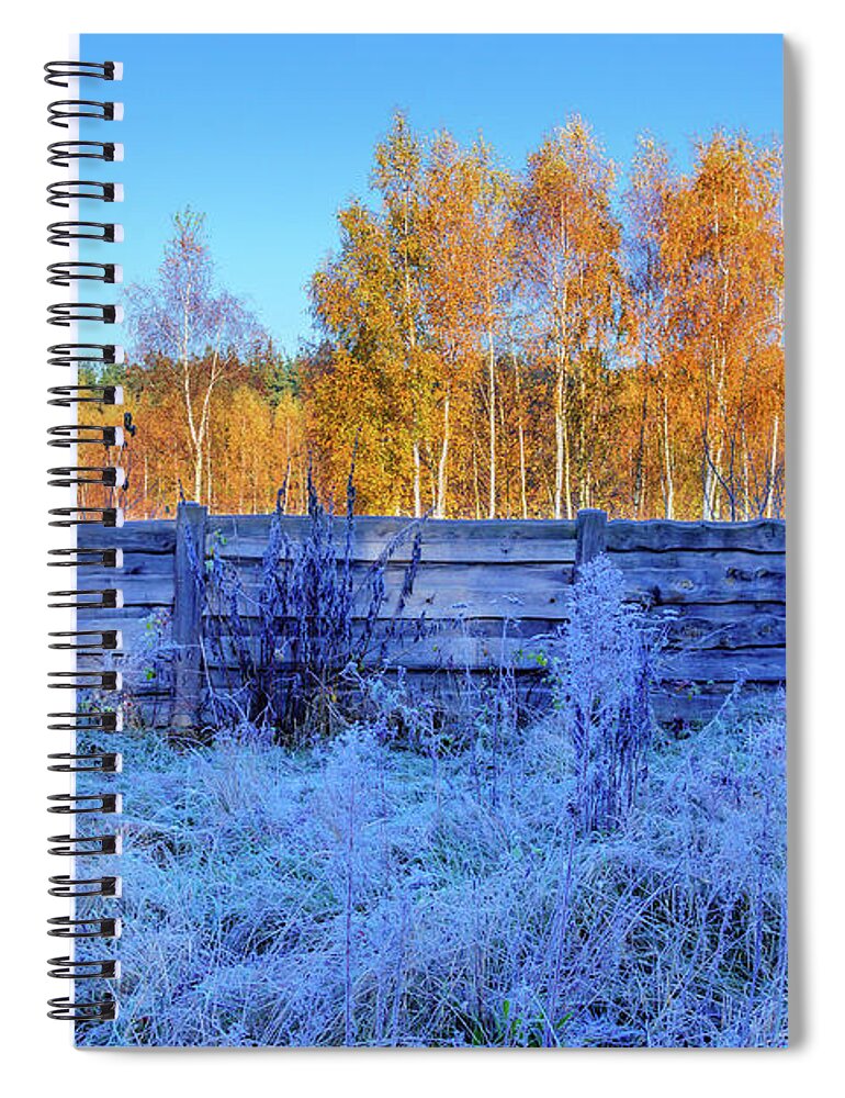 Yellow Spiral Notebook featuring the photograph Autumn Behind by Dmytro Korol