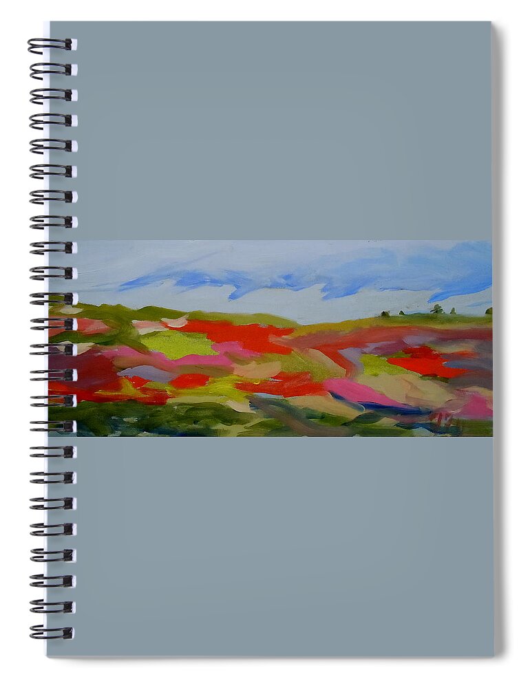 Landscape Spiral Notebook featuring the painting Autumn Blueberry Hill by Francine Frank