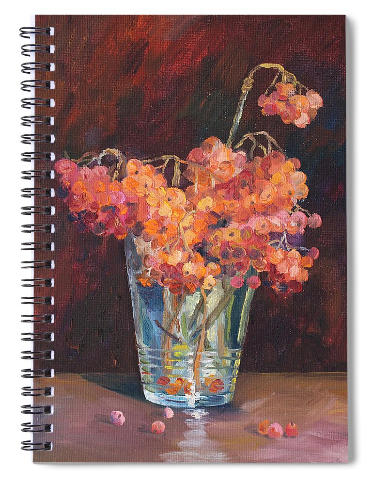 Ailna Malykhina Spiral Notebook featuring the painting Autumn Bouquet of Ashberries by Alina Malykhina