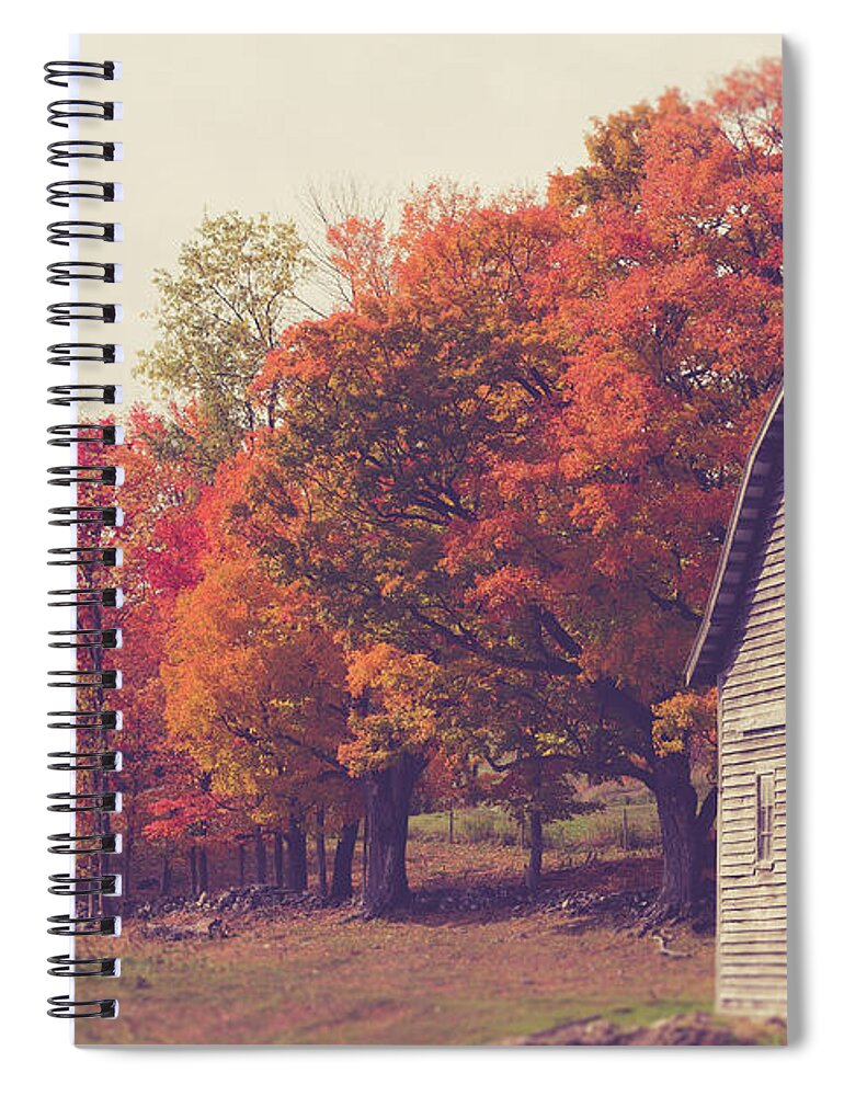 Wood Spiral Notebook featuring the photograph Autumn Color on the Old Farm by Edward Fielding