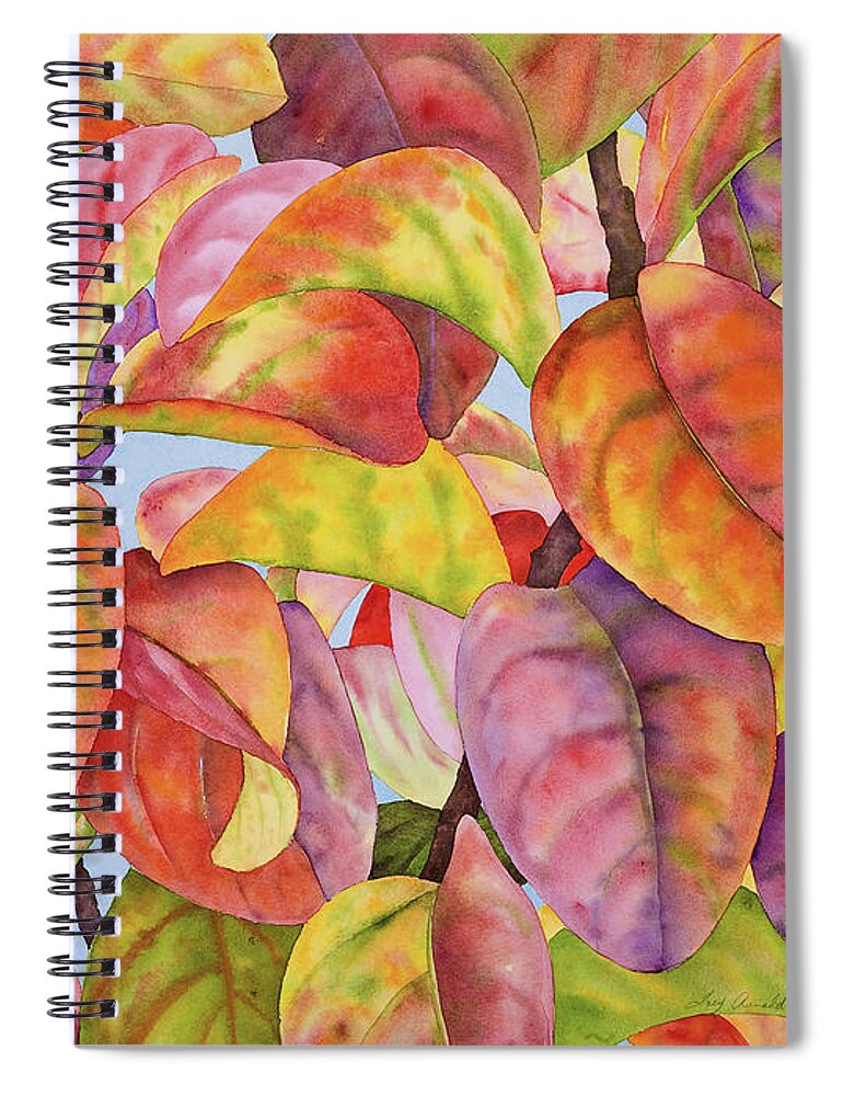 Autumn Leaves Spiral Notebook featuring the painting Autumn Crepe Myrtle by Lucy Arnold
