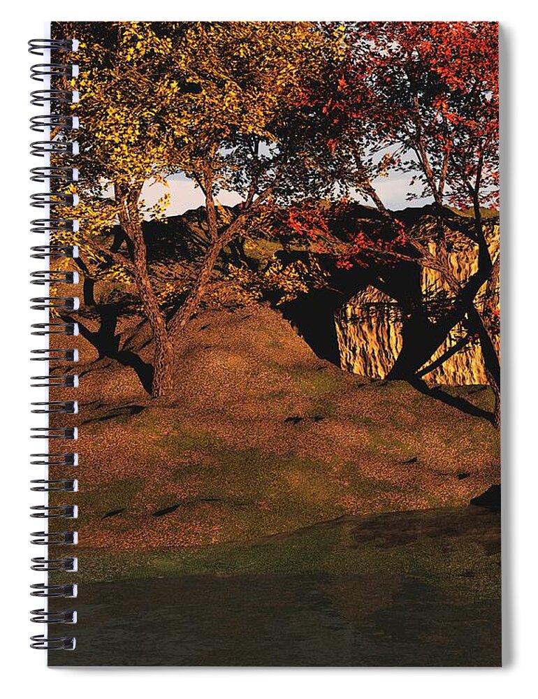 Autumn Spiral Notebook featuring the digital art Autumn Grove by David Lane
