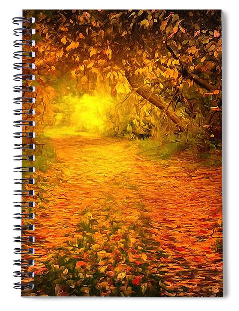 Autumn Spiral Notebook featuring the digital art Autumn light by Lilia S