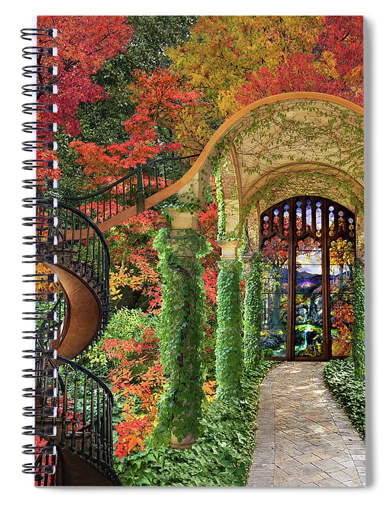 Autumn Spiral Notebook featuring the digital art Autumn Passage by Lucy Arnold