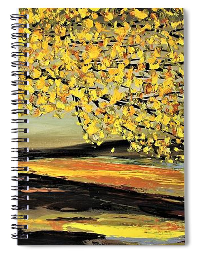 Contemporary Paintings Spiral Notebook featuring the painting Autumn by Preethi Mathialagan