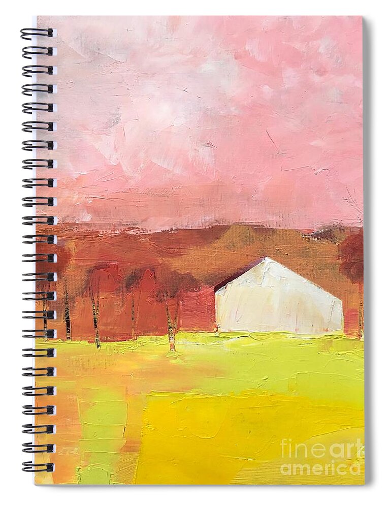 Farmhouse Spiral Notebook featuring the painting Autumn Stillness by Michelle Abrams