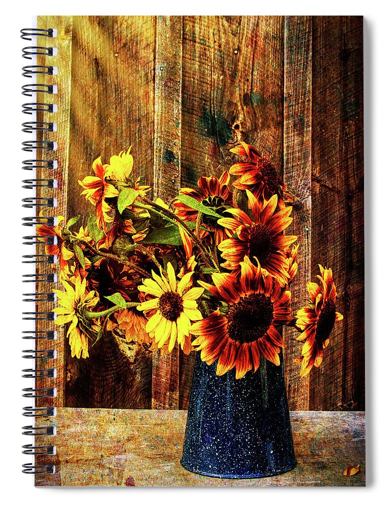 #jefffolger Spiral Notebook featuring the photograph Autumn Sunflowers by Jeff Folger