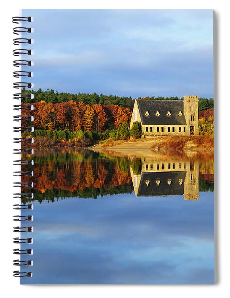 Autumn Spiral Notebook featuring the photograph Autumn Sunrise at Wachusett Reservoir by Luke Moore