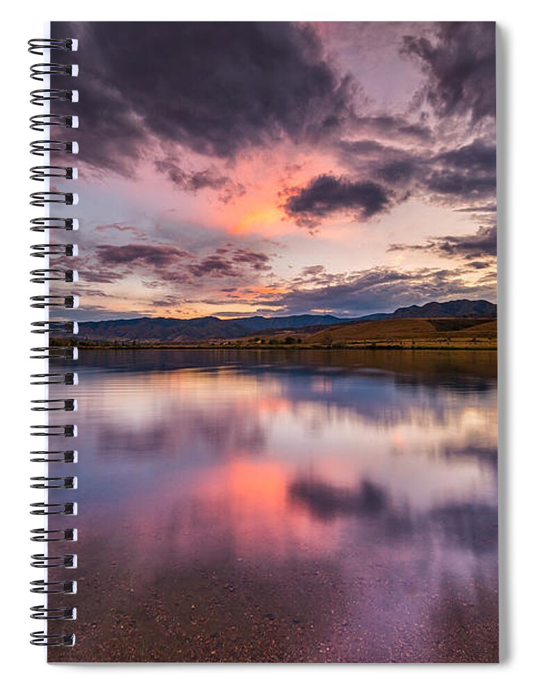 Clouds Spiral Notebook featuring the photograph Autumn Sunset on the Lake by Darren White