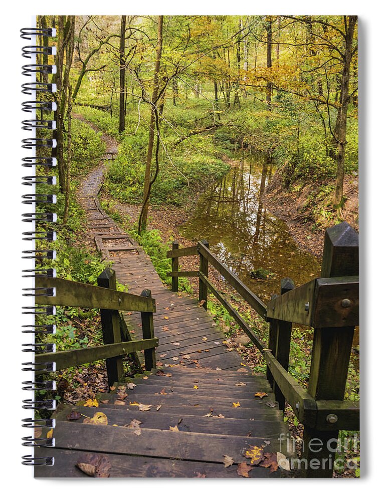 Autumn Spiral Notebook featuring the photograph Autumn Walk Maquoketa Caves by Tamara Becker