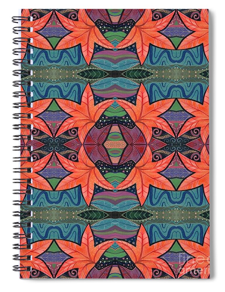Japanese Maple Leaves Spiral Notebook featuring the digital art Autumnal by Helena Tiainen